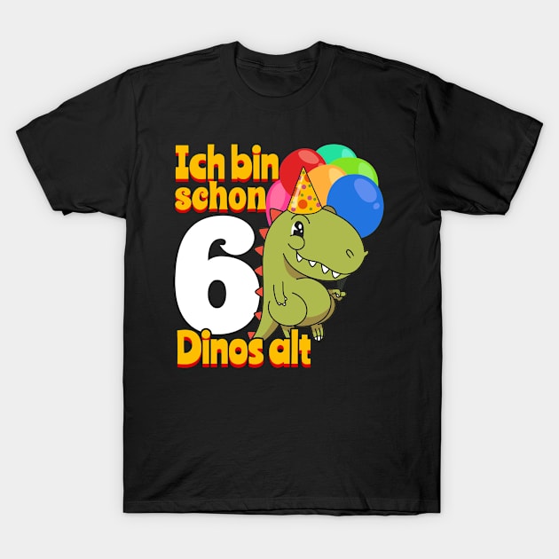 Children 6th birthday Dino children birthday present T-Shirt by 2blackcherries